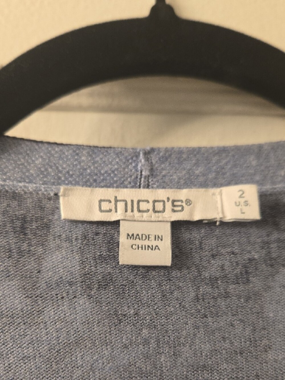 Chico's Navy Cardigan with Light Blue Floral Motif - Picture 2 of 6